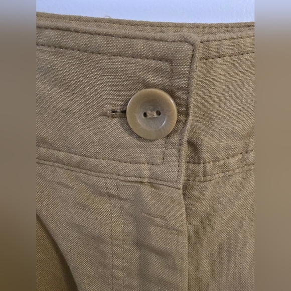 ZARA Khaki Sahara Green Linen Shorts Size S - Picture 3 of 4